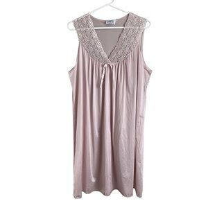 Vanity Fair Vintage Pink Sleep Dress Babydoll USA Lace Nightgown Short Medium